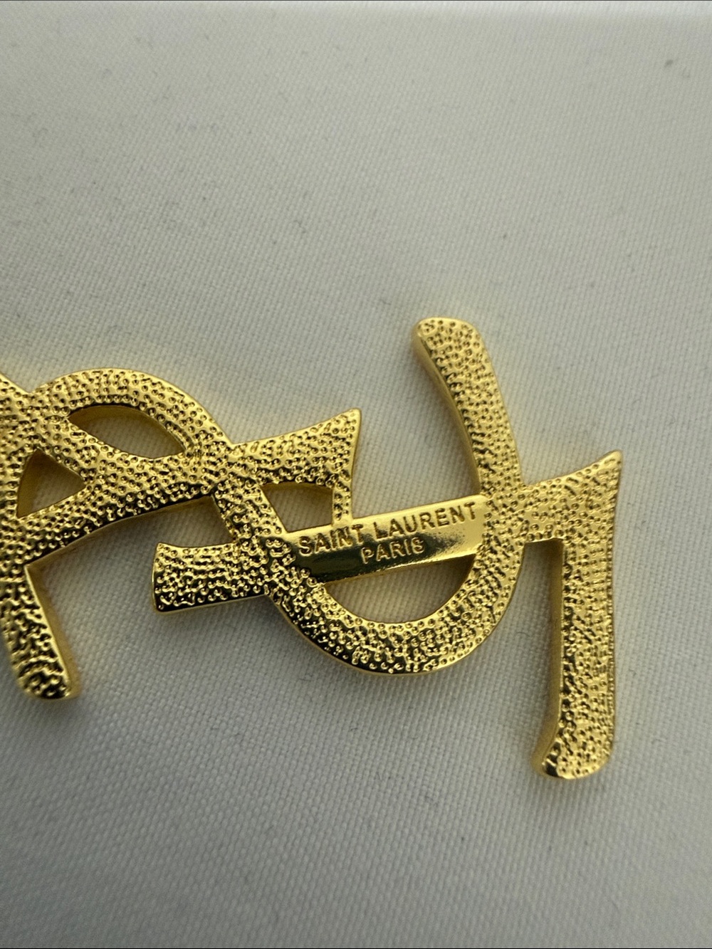 Yves Saint Laurent Gold Logo Drop Earrings - Gold Tone - Picture 5 of 6